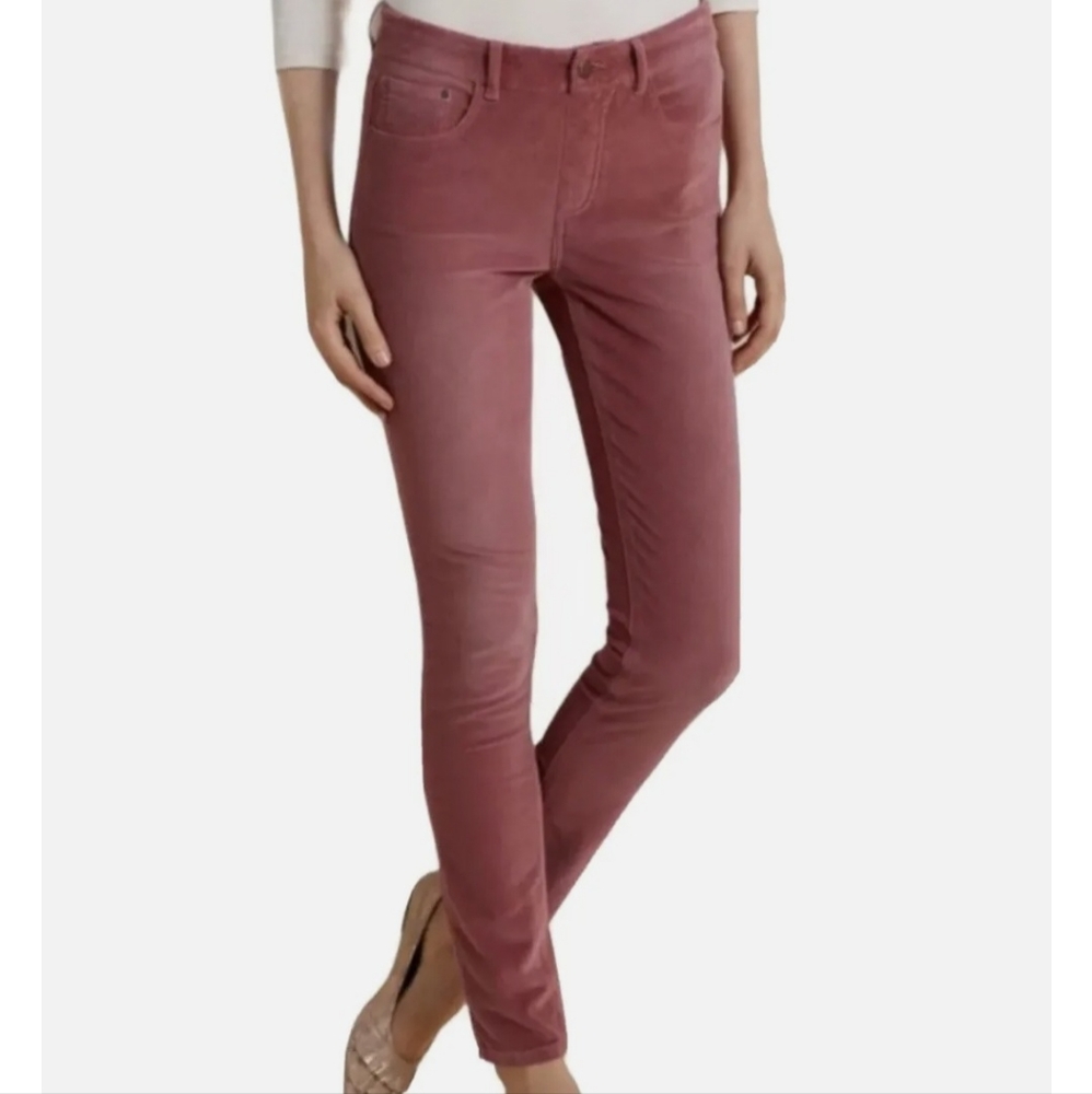 Soft Surroundings Velvet Pants Women's Size Medium 5 Pocket Rose Pink Cotton